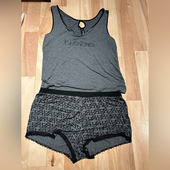bebe tank top & printed logo short pajama set - NWT - size XL - Charcoal Heather - Picture 1 of 2